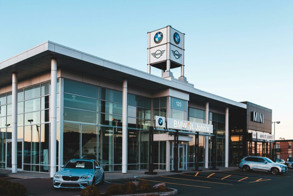 This is a picture of a BMW car dealership
